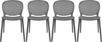 2xhome Set of 4 Patio Dining Chairs | Modern Stackable Outdoor Pool Side Chair | Weather Resistant Plastic for Yard, Porch, Balcony, Kitchen, Gray