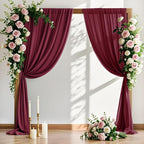 Outdoor Curtains Burgundy Sheer Gauze Arch Drape, 2 Panels 29 x 240 Inch