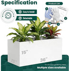 Metal Rectangular Planter Galvanized Steel Rectangle Planter White Planters Box 36" L x 15" W x 15" H Outdoor Indoor Large Heavy for Commercial Residential Plants Patio