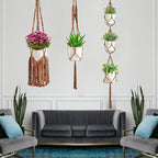 Macrame Plant Hangers, 6Pack Hanging Plant Holders Indoor w/ 6 Set Hooks Handmade Cotton Rope Plant Hangers Set Flower Pots Holder Stand Boho Home Decor Hanging Planters for Indoor Outdoor Plants