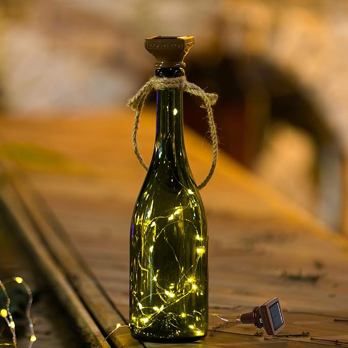Solar String Lights for Wine Bottles, 12 Pack, Warm White, Waterproof