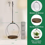 Hanging Planters for Indoor Plants,Plant Hanger with Sturdy Wood Base,Modern Boho Macrame Plant Hanger,Wall Ceiling Window Stands(Plants/Pots Not Included) (1 Pack-Circle)