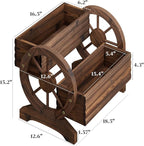 Wooden Wagon Planter Flower Cart with Wheels Garden Box Garden Planter, Decorative Planter for Flowers Herbs Vegetables for Indoor & Outdoor Décor Flower Cart for Patio Garden Balcony (Carbonized)