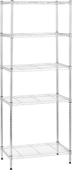 Amazon Basics 5-Shelf Adjustable Storage Shelving Unit for Garage, Steel Wire Rack, 200 Pound Loading Capacity per Shelf, 23.2" x 13.4" x 60", Chrome Finish
