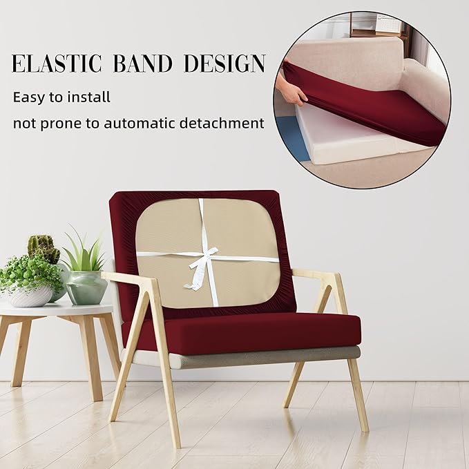 Sofa Covers, Stretch Outdoor Cushion Covers, Wine Red Polyester Spandex