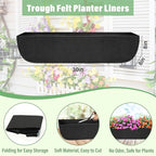 Riare 4 Pack 30 Inch Black Fabric Window Box Liners- Felt Square Trough Planter Basket Liners Replacement, Non-Woven Hanging Flower Plant Box Liner for Outdoor Plants Garden Fence- Avoid Birds Nesting