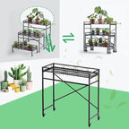 Zhongma 1 Tier Sturdy Metal Plant Stand with Wheels, 40.5x16x40.4 in High, Heavy Duty Succulent Shelf for Home Indoor and Outdoor, 220 LBS Capacity & Heavy Duty Construction