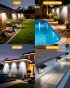 Aootek New Solar Motion Sensor Lights 120 LEDs with Lights Reflector,270° Wide Angle, IP65 Waterproof, Step Lights for Front Door, Yard, Garage, Deck (Black, Daylight White, 2-Pack)