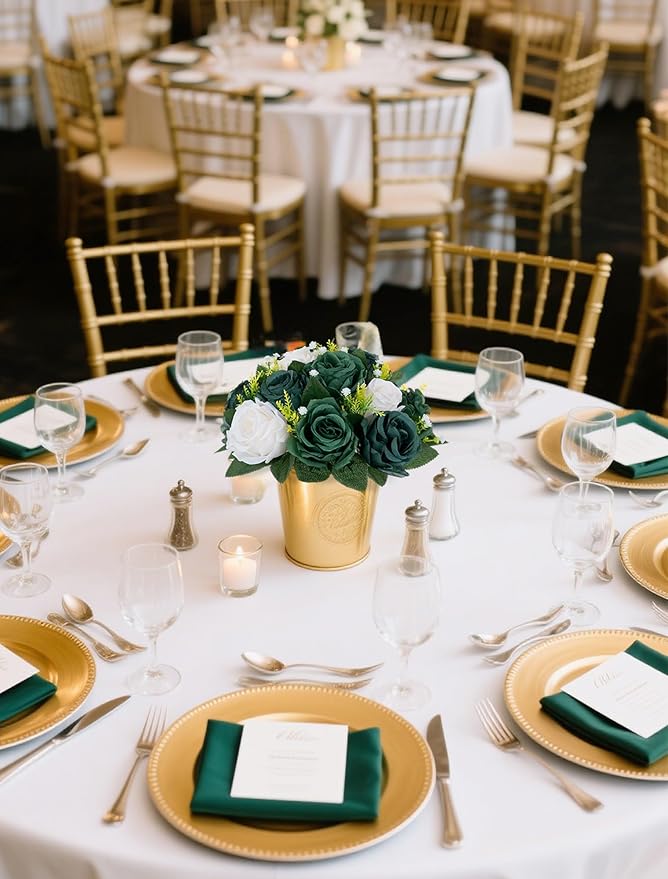 Artificial Flowers Silk Green Rose Ball Centerpieces for Tables
