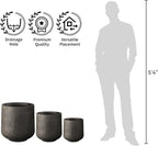 Kante 15.3"+11.6"+8.2" Dia Round Concrete Planter, Large Outdoor Indoor Planter Pots Containers with Drainage Holes and Rubber Plug for Home Garden Patio, Oil Rubbed Bronze