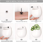 Mkono 4 Inch Wall Mounted Planter Round Ceramic Hanging Plant Holder Decorative Flower Display Vase Succulent Pots for Indoor Plants, Set of 3, White (Plants NOT Included)