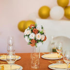 Artificial Flowers Terracotta Silk Rose Balls for Centerpieces, 3-in-1