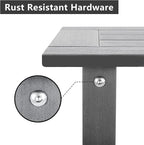 Double Adirondack Outdoor Side Table Weather Resistant, Outdoor Rectangular Patio End Table for Adirondack Chair, Grey