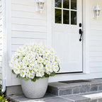 Artificial Geranium Flowers for Outdoors, 6 Bundles Realistic Silk Fake Geranium, No Fade Faux Plants for Hanging Baskets, Window Boxes, Pots - Porch, Patio, Balcony Decor(White)