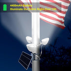 Solar Flag Pole Light, 3 Super-Spotlights LEDs, Adjustable Metal Clamps Fits 2-6''Flag Poles, IP65 Waterproof Outdoor Solar Powered Flagpole Lights, 360 Degrees of Flag Illumination, White