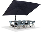 PURPLE LEAF 10' X 13' Patio Umbrella with Base Outdoor Cantilever Rectangle Offset Umbrella with 360-degree Rotation for Garden Deck Pool Patio Grey