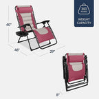 Best Choice Products Oversized Padded Zero Gravity Chair, Folding Outdoor Patio Recliner, XL Anti Gravity Lounger for Backyard w/Headrest, Cup Holder, Side Tray, Polyester Mesh - Pink/Taupe