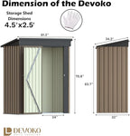 Devoko Outdoor Storage Shed 5 x 3 FT Lockable Metal Garden Shed Steel Anti-Corrosion Storage House with Single Lockable Door for Backyard Outdoor Patio (Brown)