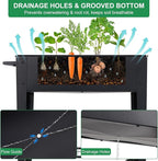 Elevated 32" Tall Raised Garden Bed with Legs and Wheels for Mobility, Metal Planter Boxes Outdoor with Shelf, Raised Bed for Gardening Vegetables/Herbs, Backyard, Patio, Balcony, Black