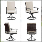 LEVELEVE 5 Piece Outdoor Patio Dining Set with 4 Swivel Dining Chairs & 1 Large Round Dining Table,Bistro Furniture Set for Lawn, Garden, Deck, Backyard and Porch