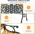 VINGLI Classic Cast Iron & Teak Arched Back Rectangular Outdoor Bench, 3-Seater, 470 lbs Capacity, Easy Assembly, Weather Resistant, 49.5" W x 20.5" D x 29" H