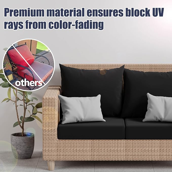 Cushion Covers 8 Pack Black Stretch Fit Outdoor Patio Cushion Slipcovers