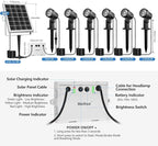 MEIHUA Solar Spot Lights Outdoor, 6 in 1 Solar Landscape Spotlights 2700K Warm White, 3 Lighting Modes & 3 Brightness, IP66 Waterproof Spotlights Outdoor Garden for Pathway Driveway Yard Tree