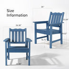 Stoog Outdoor Bench & Chairs Set, All-Weather Patio Furniture Set, Include 2 Patio Chairs and 1 Patio Bench, for Porch, Backyard, Lawn, and Garden, Blue