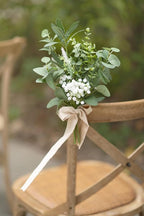 Artificial Flowers Wedding Aisle Pew Markers, 8 Pack White with Ribbon Cards
