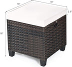 Tangkula 2 Pieces Outdoor Patio Ottoman, All Weather Rattan Wicker Ottoman Seat, Patio Rattan Furniture, Outdoor Footstool Footrest Seat w/Removable Cushions