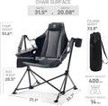 Padded Hammock Camping Chair, Black Metal Frame, 400 lb Capacity