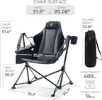 Padded Hammock Camping Chair, Black Metal Frame, 400 lb Capacity