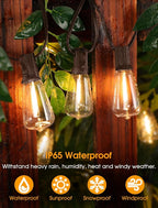 25FT Outdoor String Lights, Patio Lights with 10+1 LED Dimmable Waterproof Shatterproof Linkable ST38 Bulbs for Fence Porch Gazebo, Brown