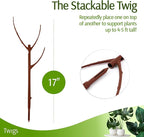 Stackable Plant Support Stakes, Indoor & Outdoor Houseplant Stem Support, Garden Accessories, Durable Trellis Alternative for Climbing & Potted Plants - Begonia Red, 10 Pack, 17" L