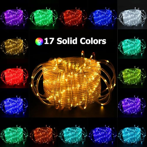 50ft Outdoor Rope Light, IP68 Waterproof 25 Color Changing String Lights with 149 Modes, Warm White & RGB LED Multicolor Twinkle Fairy Tube Lights for Indoor & Outside Railing, Balcony, Patio Decor