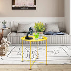 Garden 4 you End Table 2 PCS Metal Side Table Yellow Round Folding Tray Cyan Sofa Small Accent Fold-able Table, Round End Table Tray, Next to Sofa Table, Snack Table for Living Room and Bed Room