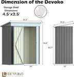 Devoko Outdoor Storage Shed 5 x 3 FT Lockable Metal Garden Shed Steel Anti-Corrosion Storage House with Single Lockable Door for Backyard Outdoor Patio (Gray)
