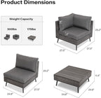 LAUSAINT HOME Outdoor Patio Furniture, 7 Piece Outdoor Sectional Sofa PE Rattan Wicker Patio Conversation Sets, All Weather Patio Furniture Set with Thick Cushions for Garden, Backyard (Grey)