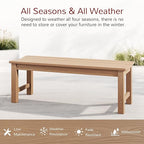 Stoog Outdoor Bench, 2-Person Outdoor Poly Lumber Backless Bench, Weatherproof Garden Bench, Never Rot or Fade, Suit for Church, Backyard, Porch and Park, Teak