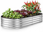 Plant & Plot Galvanized Raised Garden Beds Outdoor // 6×3×1 ft Planter Raised Beds for Gardening, Vegetables, Flowers // Large Metal Garden Box // Patented Tool-Free Design (Silver)