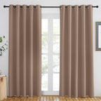 NICETOWN Door Curtain 84 inch Length for Bedroom - Room Darkening Light Blocking Thermal Insulated Solid Ring Top Blackout Window Drapes for Living Room (1 Panel, W66 x L84, Cappuccino)