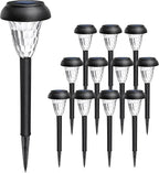 GIGALUMI 12 Pack Solar Lights Outdoor Waterproof, Cool White Pathway Lights Solar Powered, Landscape Lighting, Solar Garden Light for Decor, Patio, Garden, Yard, Pathways, Walkways