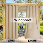 NICETOWN Outdoor Curtain for Patio Waterproof, Rustproof Grommet Top and Bottom Weighted Outdoor Divider Windproof Thermal Insulated Drape for Balcony/Cabana, Biscotti Beige, 1 Panel, W100 x L108