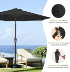 MEWAY 9ft Patio Umbrella Outdoor Table Umbrellas with Push Button Tilt and Crank, Market Umbrella 8 Sturdy Ribs for Deck, Garden, Pool and Backyard, Black