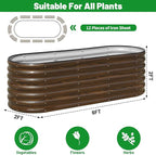 SnugNiture Galvanized Steel Raised Garden Bed Kit, 6x2x2 ft Large Metal Planter Box Outdoor for Gardening Vegetables, Flowers and Fruits