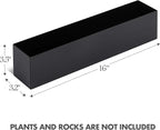 DR&Co Modern Black Trough Rectangular Planter, 16“ Metal Window Planter Box for Succulent, Small Rectangle Box for Desk or Windowsill, Stainless Steel, Great Gift Ideas for Women Men