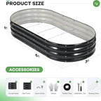 Galvanized Raised Garden Bed Outdoor, 6x3x1ft Oval Metal Raised Beds for Gardening, Rust-Resistant Garden Planter Box for Planting Vegetables, Flowers, Fruits in Backyard, Patio, Lawn(Grey)