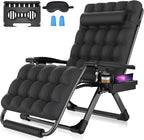 Suteck Oversized Zero Gravity Chair,33In XXL Lounge Chair w/Removable Cushion&Headrest, Reclining Camping Chair w/Upgraded Lock and Footrest, Reclining Patio Chairs Recliner for Indoor Outdoor,500LBS