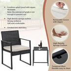 FDW | 3-Piece Patio Furniture Set | Khaki |Outdoor Wicker Furniture with Coffee Table | Modern Rattan Chairs Conversation Set | Outdoor Seating | Weather-Resistant | for Porch, Garden, Lawn