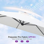 PURPLE LEAF 8' X 8' Patio Umbrella for Pool 7' High Offset Outdoor Cantilever Umbrella Swimming Pool Umbrella with 360°Rotation for Poolside White